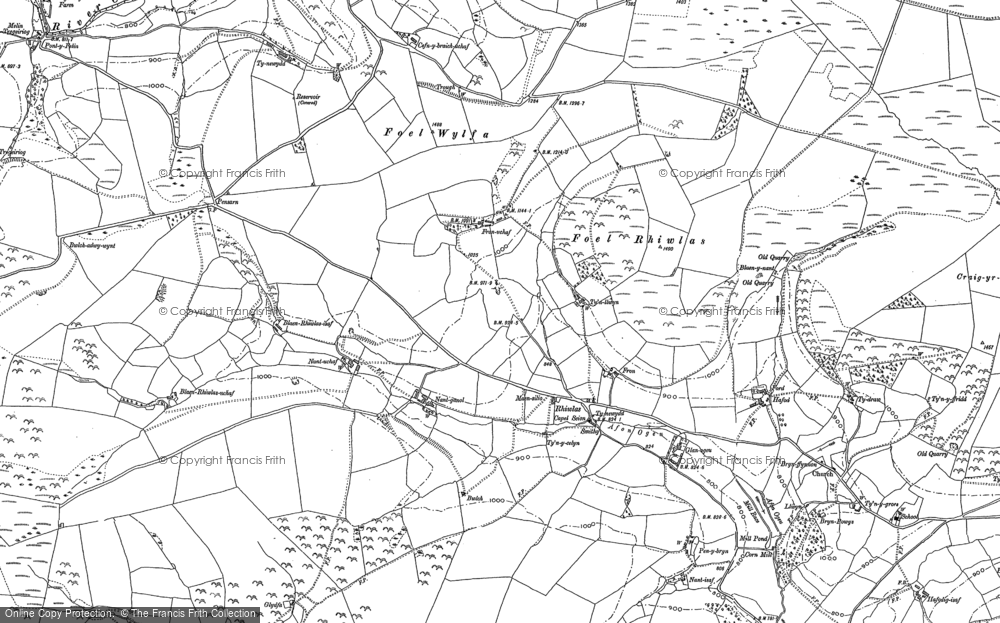 Old Map of Historic Map covering Ysgwennant in 1910