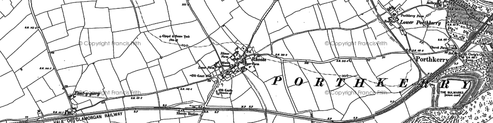 Old map of Rhoose in 1914