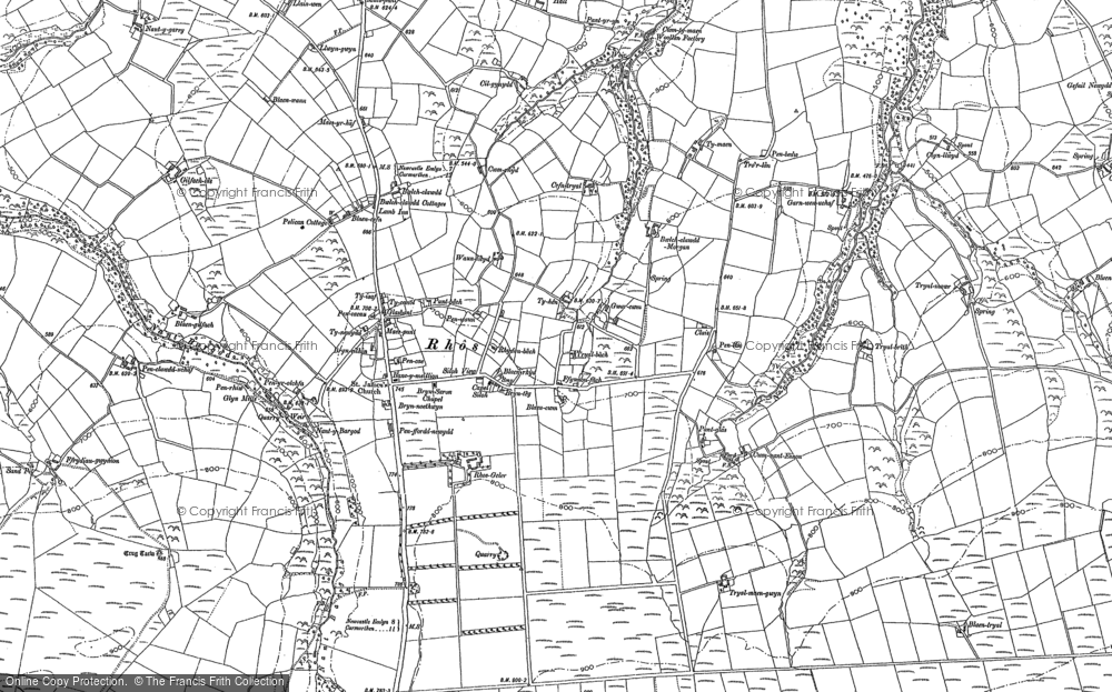 Old Map of Rhôs, 1887 in 1887