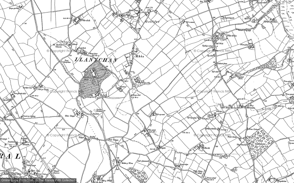Old Map of Historic Map covering Bod-Ynys in 1899