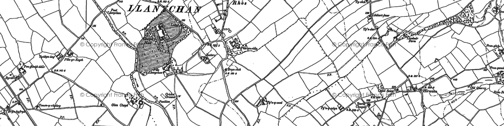 Old map of Rhôs in 1899
