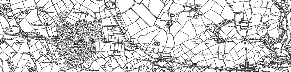 Old map of Rhyd-y-gwystl in 1888