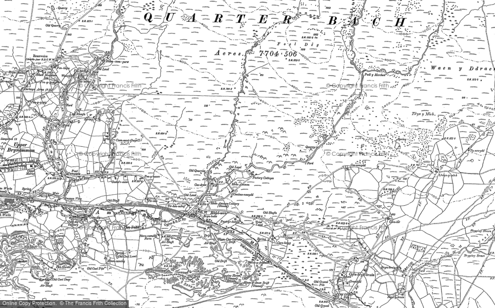 Old Map of Historic Map covering Aman Fach in 1885