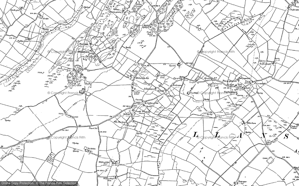 Old Map of Historic Map covering Pen-y-garnedd in 1888