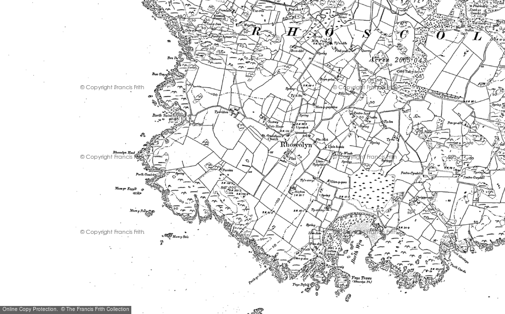 Old Map of Historic Map covering Ynysoedd Gwylanod in 1899