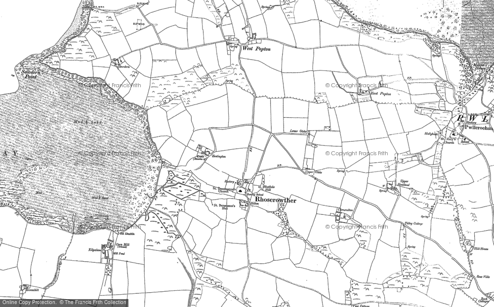 Old Map of Historic Map covering Bullwell Bay in 1937