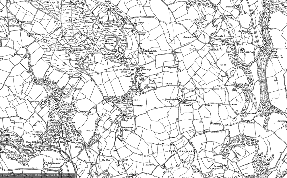 Old Map of Historic Map covering Cefn-eurgain in 1898