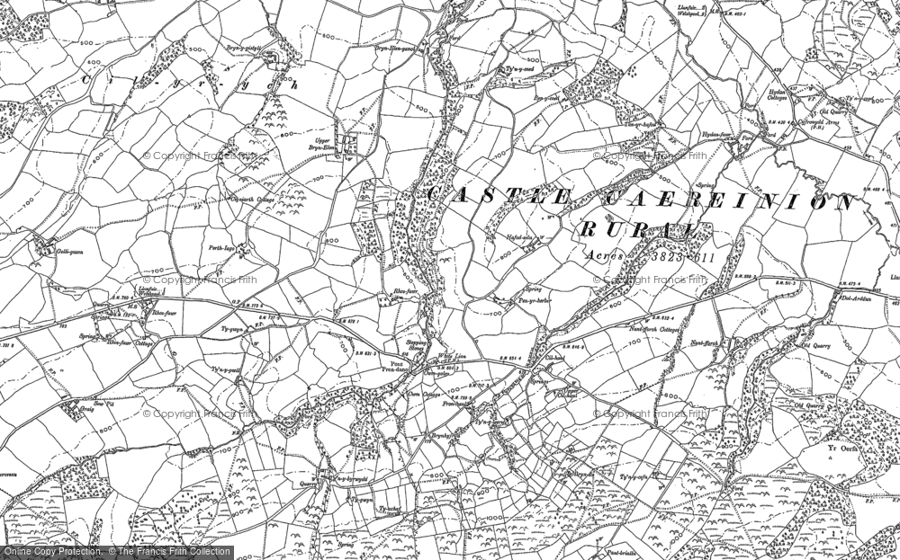 Old Map of Historic Map covering Brynhwdog in 1884