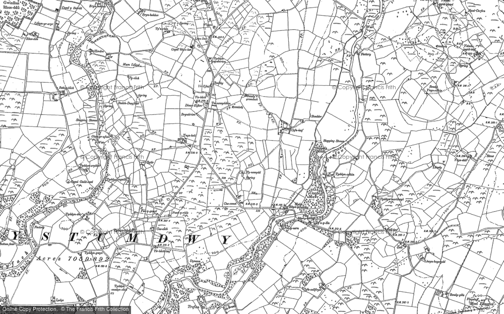 Old Map of Historic Map covering Trefan in 1888