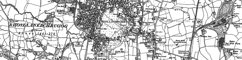 Old map of Rhosllanerchrugog in 1909