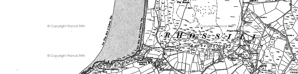 Old map of Rhossili in 1896