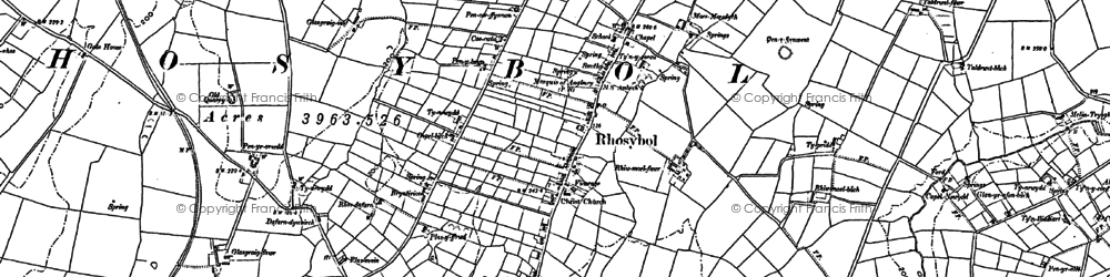 Old map of Rhosybol in 1887