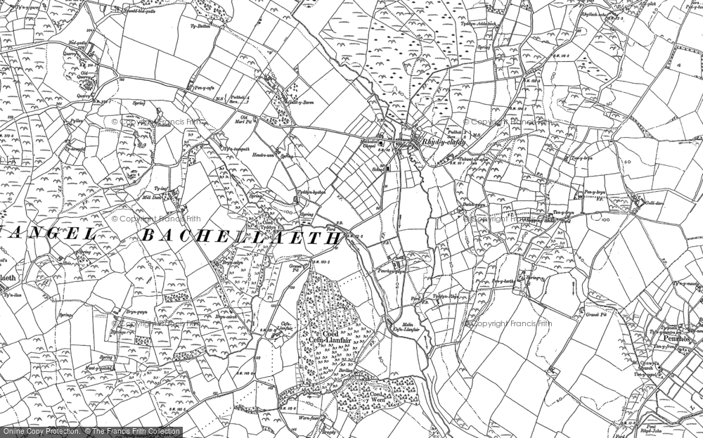Old Map of Historic Map covering Beudy-mawr in 1888