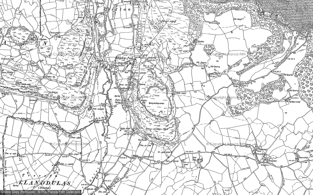 Old Map of Historic Map covering Bryn-ffanigl-ganol in 1911