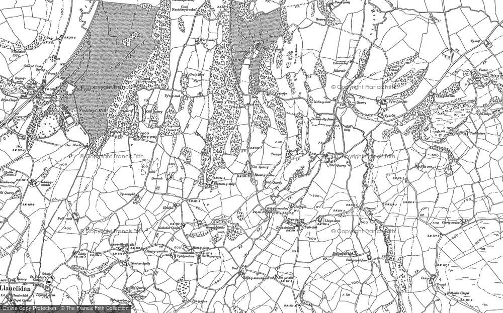 Old Map of Historic Map covering Bryndy in 1899