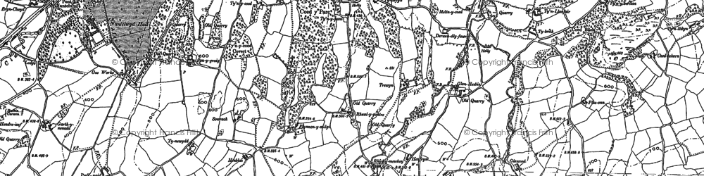Old map of Bryndy in 1899