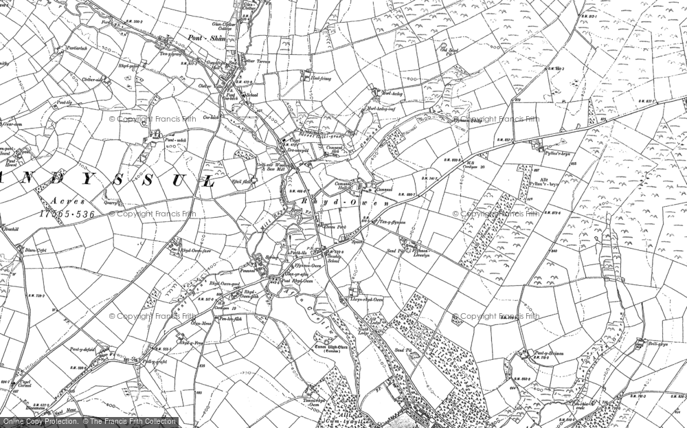 Old Map of Historic Map covering Brynclettwr in 1888