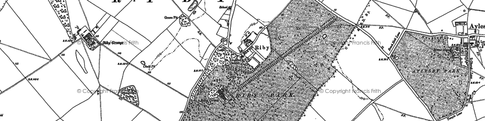Old map of Riby in 1886