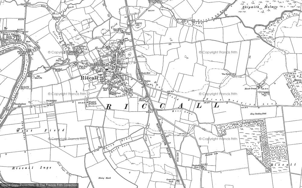 Old Map of Riccall, 1889 - 1890 in 1889