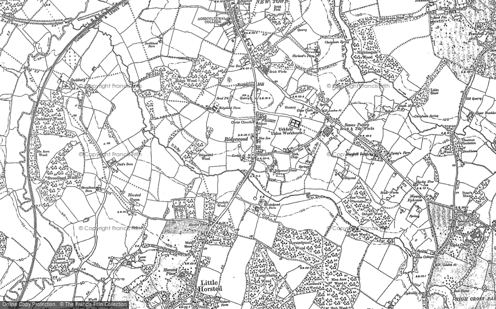 Old Map of Historic Map covering New Town in 1898