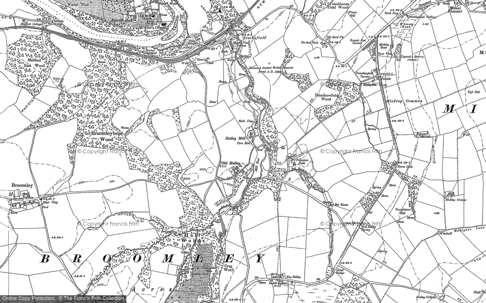 Old Map of Historic Map covering Painshawfield in 1895