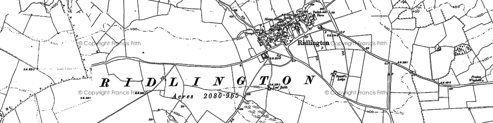 Old map of Ridlington in 1884