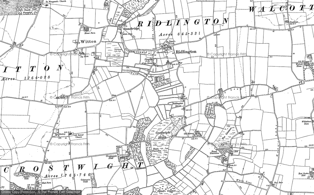 Old Map of Ridlington, 1885 - 1905 in 1885