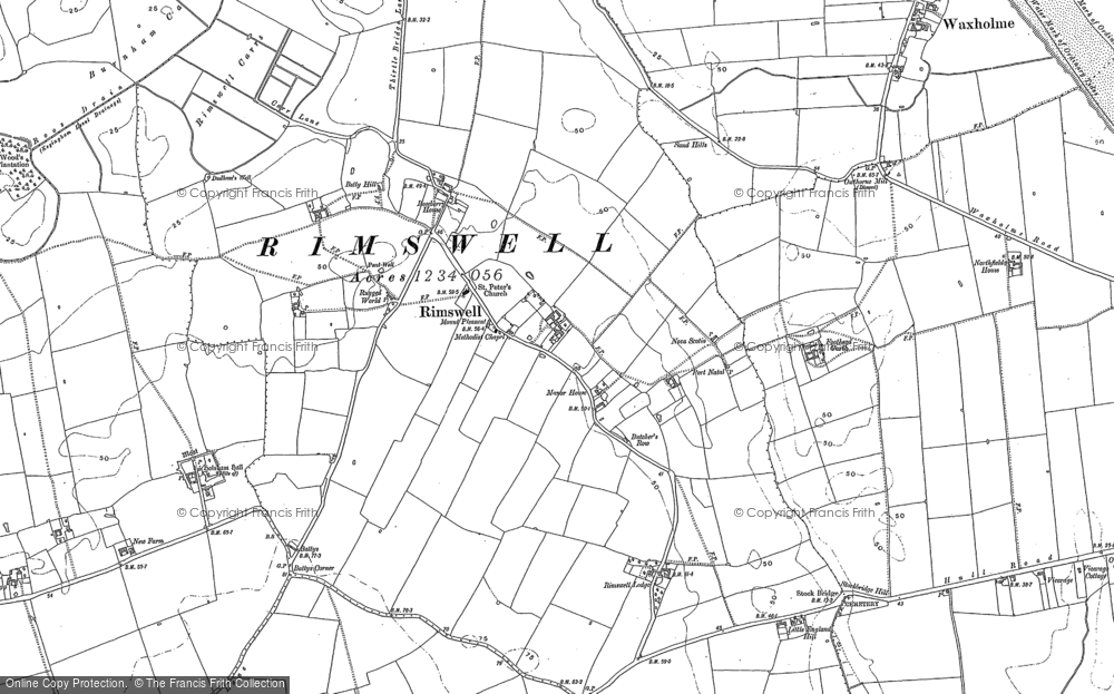Old Map of Historic Map covering Tunstall Drain in 1908
