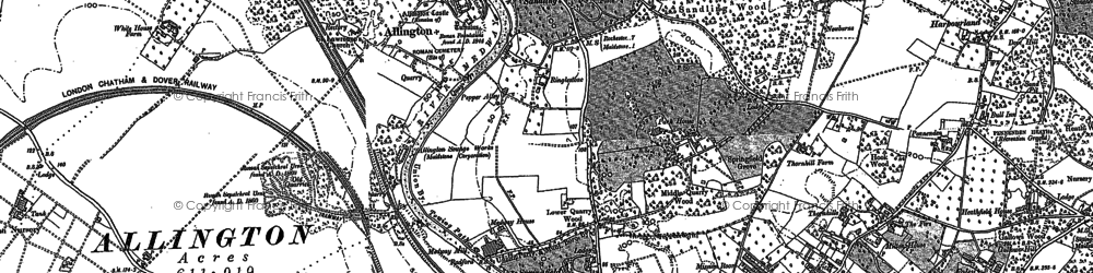 Old map of Allington Castle in 1895