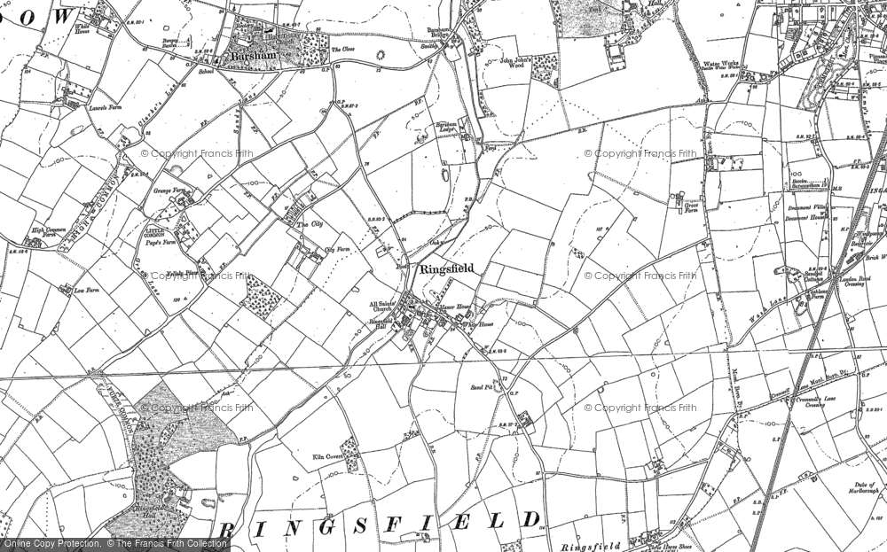 Old Map of Historic Map covering Barsham Hill in 1883