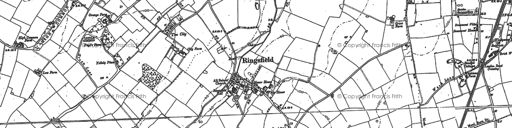 Old map of Ringsfield Corner in 1883