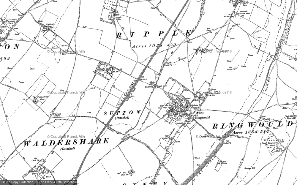 Old Map of Ringwould, 1896 in 1896