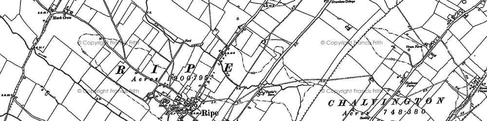 Old map of Ripe in 1898