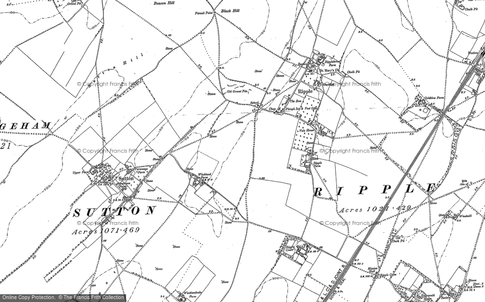 Old Map of Ripple, 1896 - 1897 in 1896