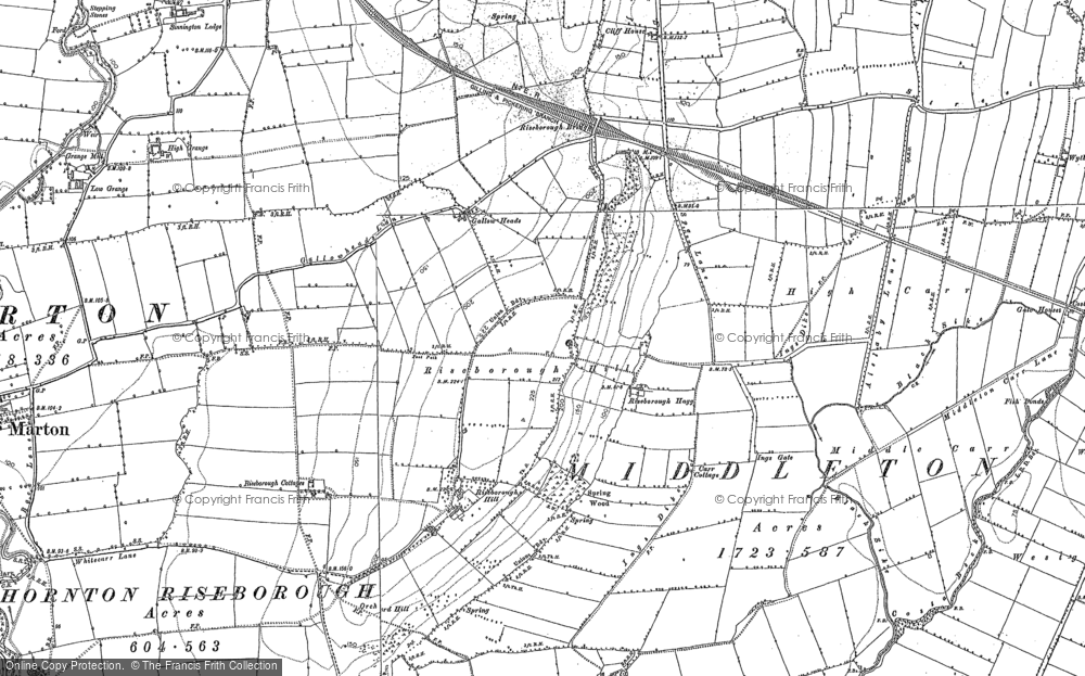 Old Map of Historic Map covering Westgate Carr in 1890