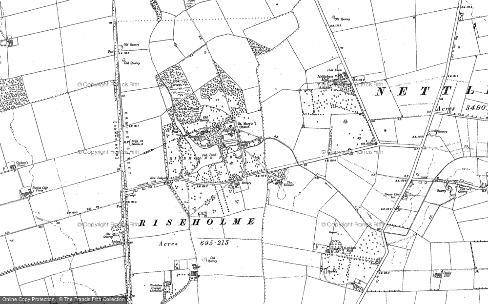 Old Map of Riseholme, 1885 - 1886 in 1885