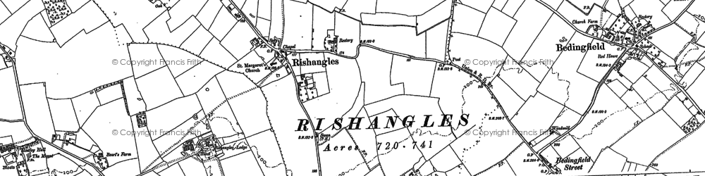 Old map of Rishangles in 1884