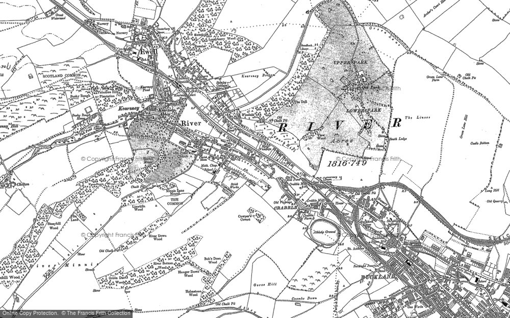 Old Map of Historic Map covering Buckland Valley in 1896