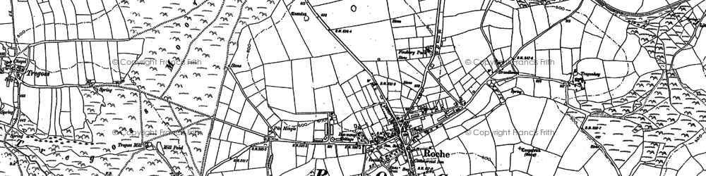 Old map of Roche in 1880