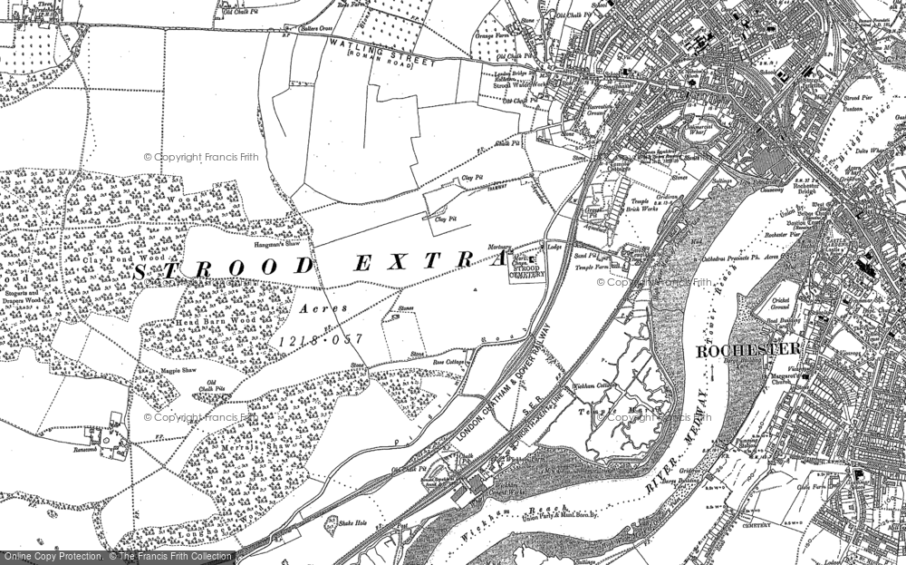 Old Map of Historic Map covering Borstal in 1896