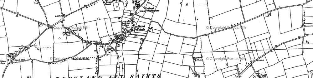 Old map of Rockland All Saints in 1882