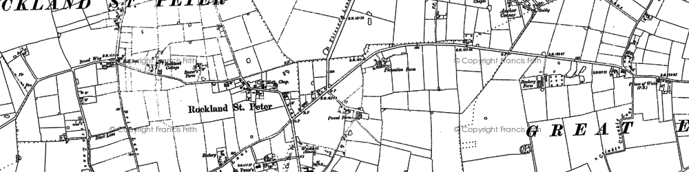 Old map of Rockland St Peter in 1882