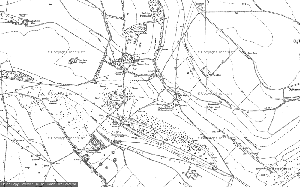 Old Ordnance Survey Map Marlborough Avebury & The Downs  1897 S266 Col Edit New 