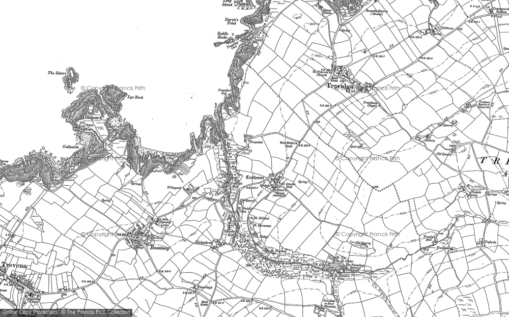 Old Map of Historic Map covering Bossiney Haven in 1905