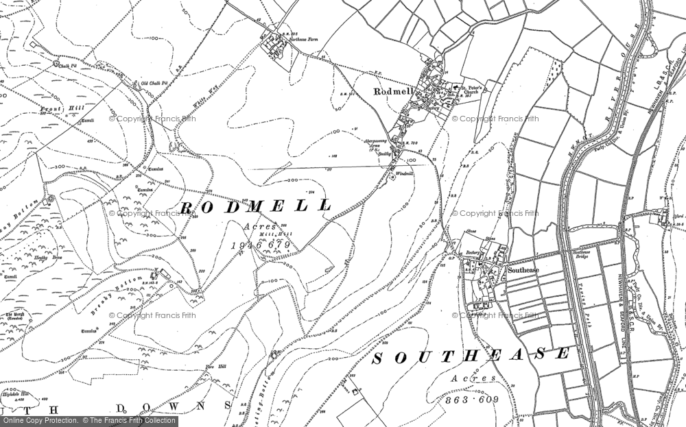 Old Map of Rodmell, 1898 in 1898