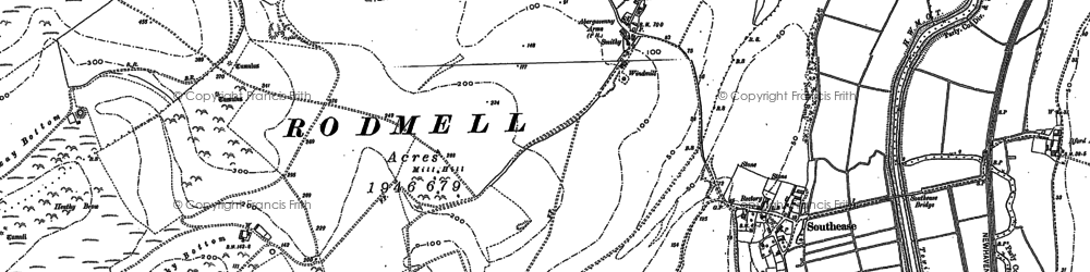 Old map of Rodmell in 1898