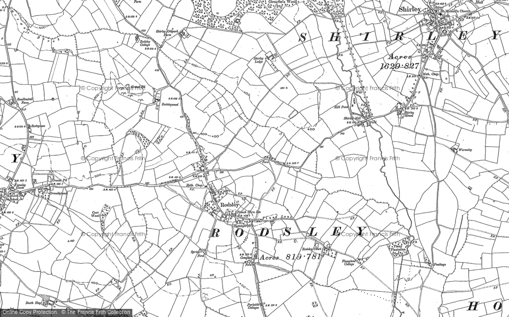 Old Map of Rodsley, 1880 in 1880