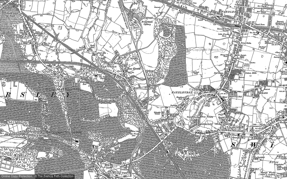 Old Map of Historic Map covering Roe Green in 1896
