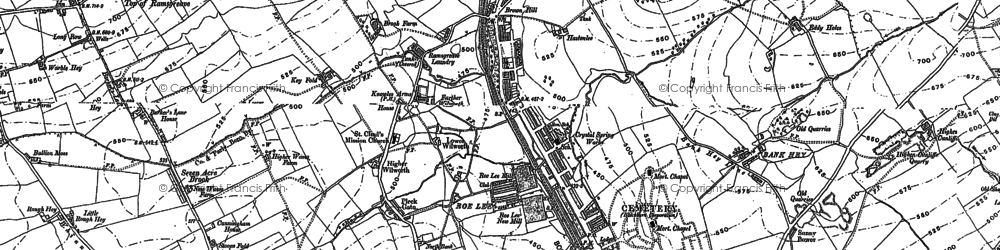 Old map of Four Lane Ends in 1892