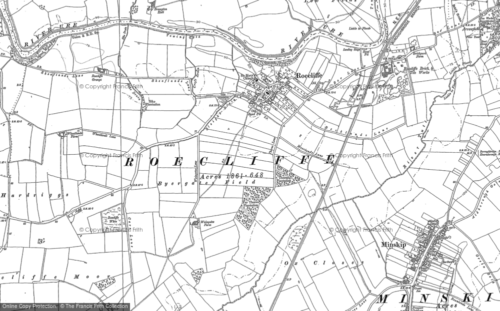 Old Map of Historic Map covering Brampton Hall in 1890